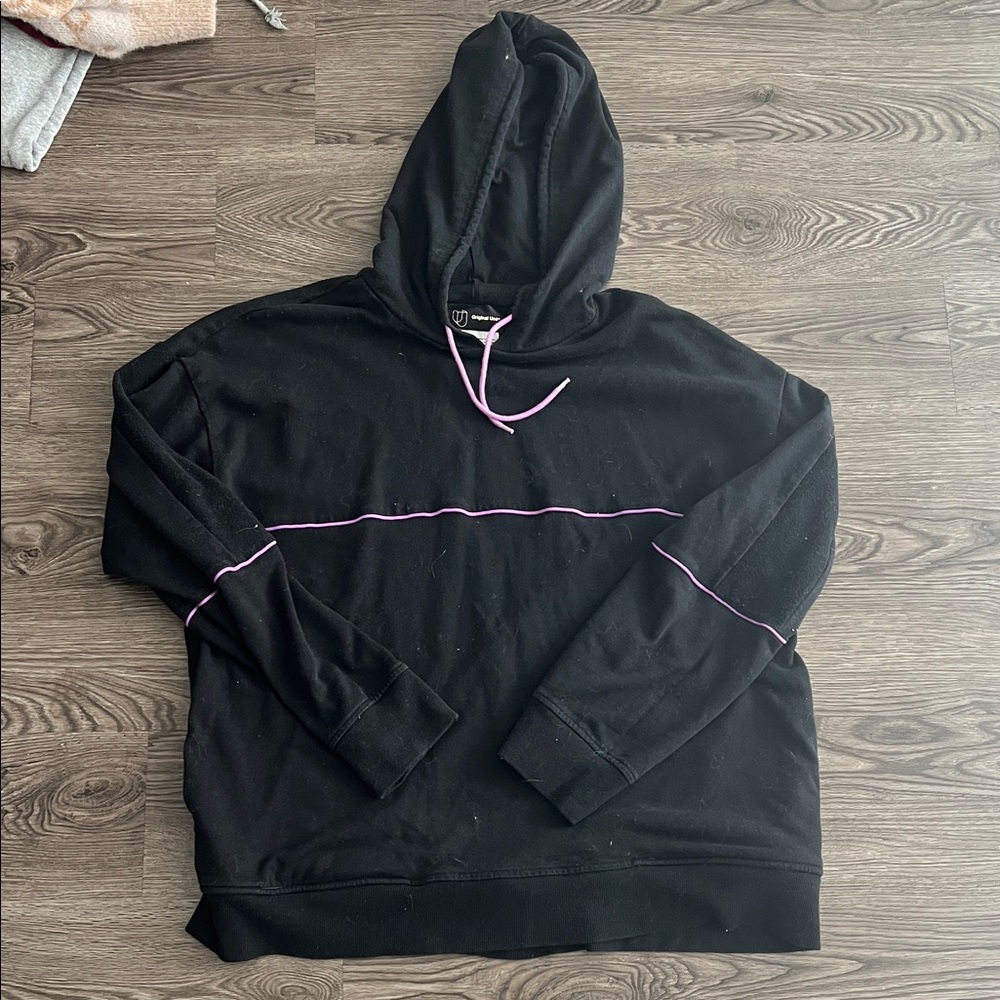 Men’s black Hoodie with Purple Accents